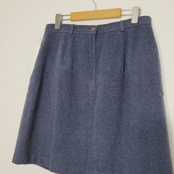 Vintage Moda Vero | Dark Blue Wool Blend A-Line Mini Skirt Faux Wrap Lined 13/14 - Picture 6 of 12